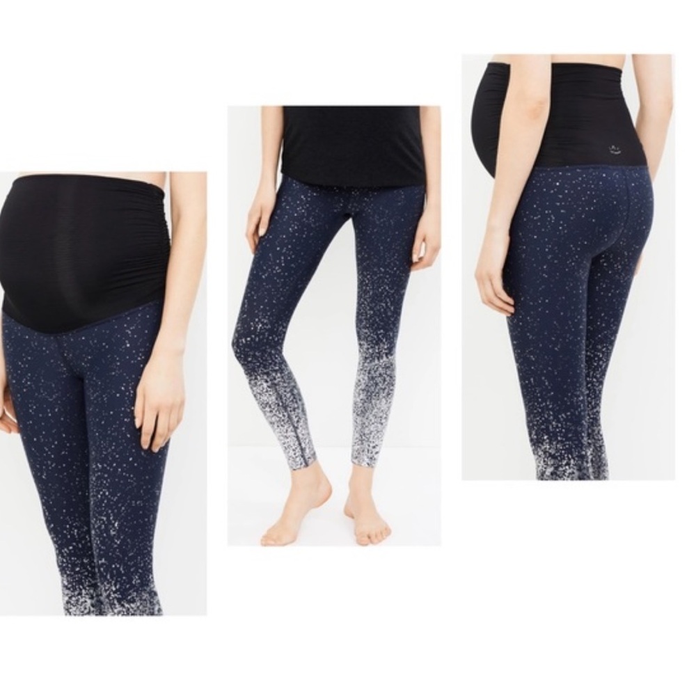 BEYOND THE BUMP OMBRÉ ALLOY MATERNITY LEGGINGS SMALL